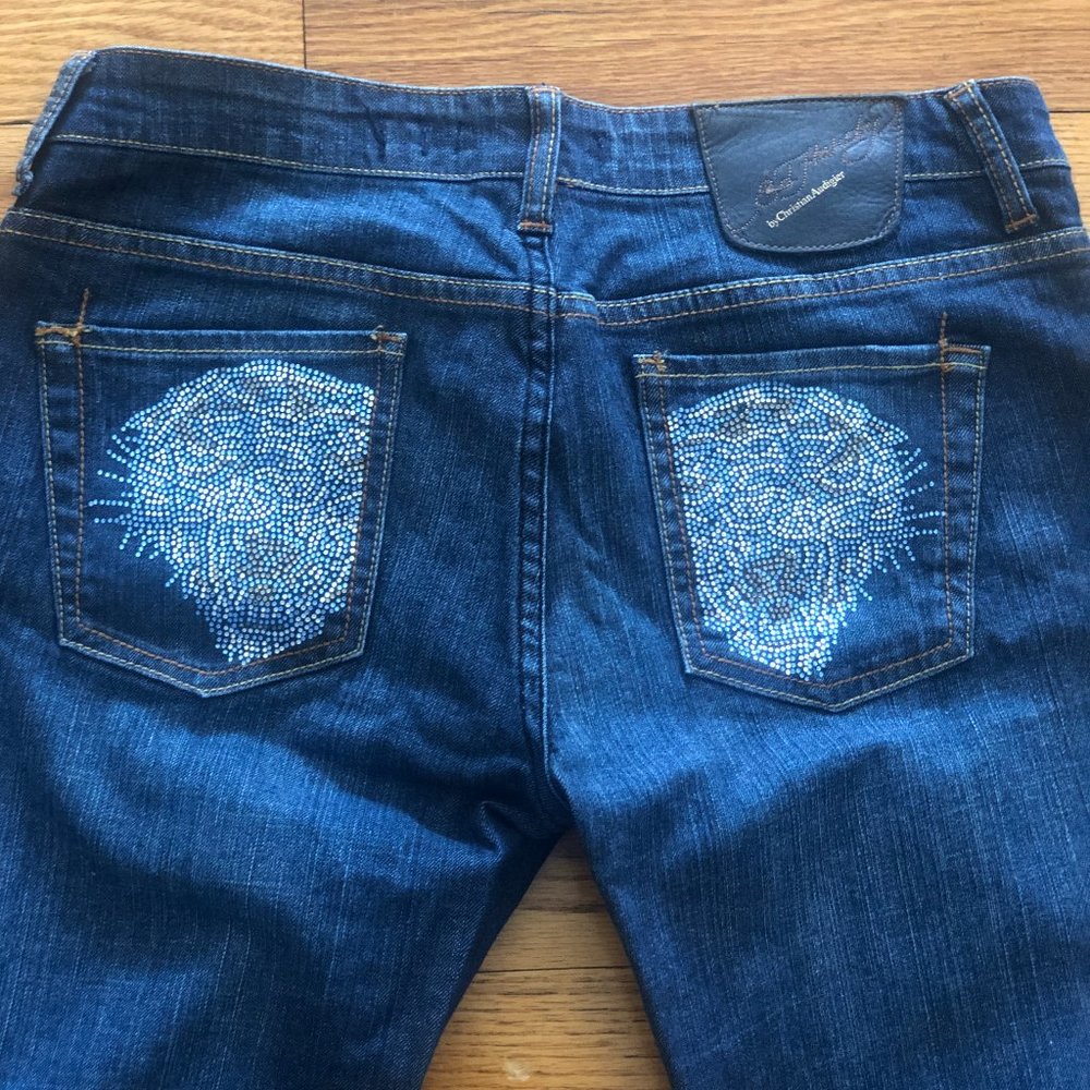 Ed Hardy Rhinestone Pocket Flared Jeans Y2K Bling | Size 32x32